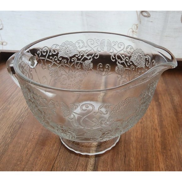 Hazel Atlas Florentine 1 Clear Sugar Creamer Set vintage Depression Glass poppy - Picture 9 of 10